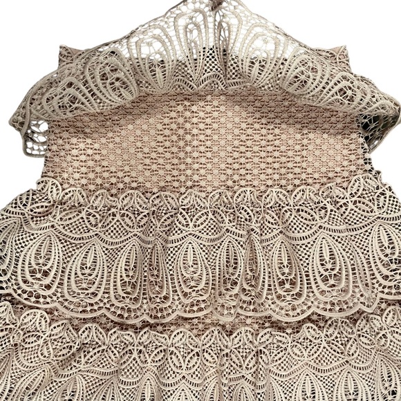 SELF-PORTRAIT Pink Lace Tiered Skirt US 2